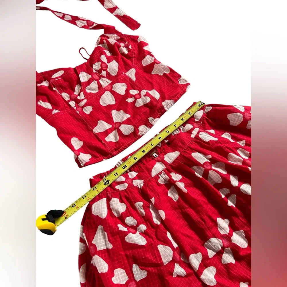 NWOT Free People Keepsake Red Poppy Combo Set Skirt/ Halter Top - Picture 13 of 15